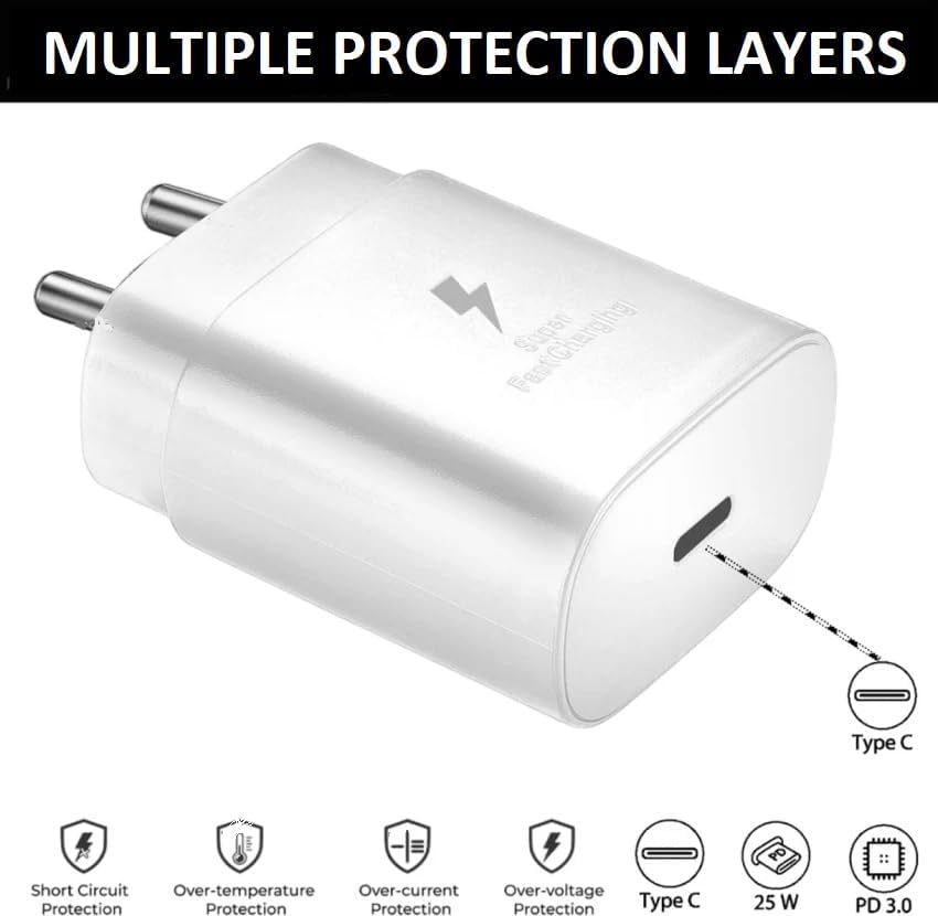 Samsung 25W GaN Type-C Super Fast Charger | USB-C Power Adapter (White)