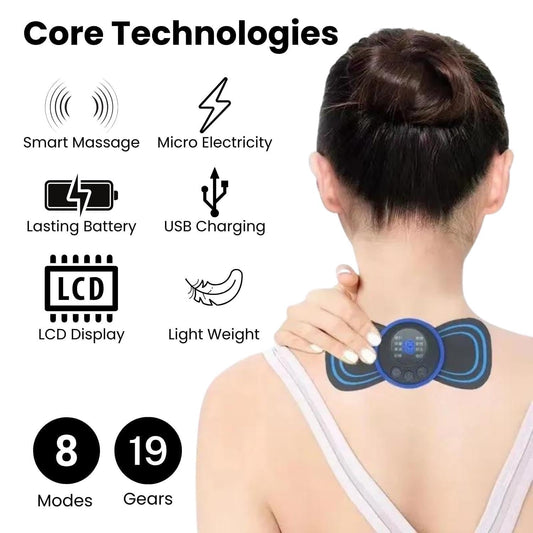 TECNOLOGIA Wireless EMS Mini Body Massager | Portable Butterfly Massager with 8 Modes & 19 Intensity Levels (Medium)