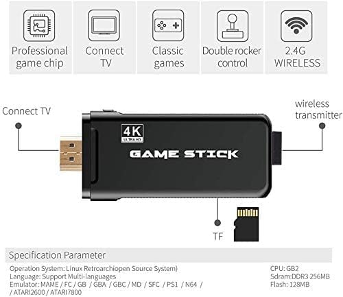 TECNOLOGIA 2.4 Wireless TV Video Game Set for 2 Players with 9Emulator | 20,000+ Built-in Retro Games | Wireless Game Console with Dual Controllers | for Kids & Old School Station Gaming Fans, Black