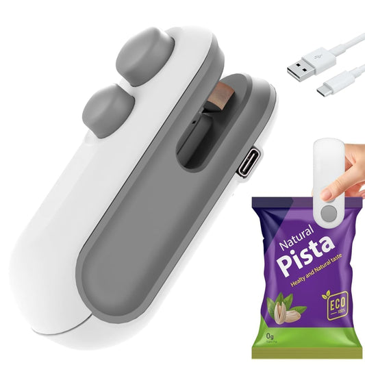 TECNOLOGIA Portable Mini Heat Sealing Machine | Handheld Packet Sealer for Snacks, Chips & Food Storage (White)