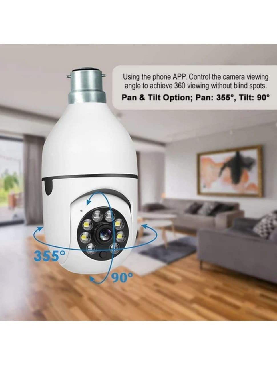 TECNOLOGIA 1080p Wi-Fi Bulb Camera | 360° Wireless Smart Home Security with Motion Sensor & LED Light