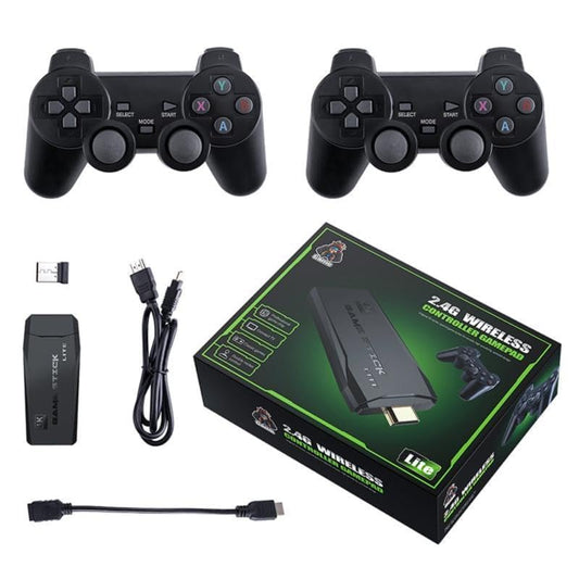 TECNOLOGIA 2.4 Wireless TV Video Game Set for 2 Players with 9Emulator | 20,000+ Built-in Retro Games | Wireless Game Console with Dual Controllers | for Kids & Old School Station Gaming Fans, Black