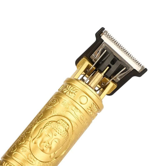 TECNOLOGIA Professional Cordless Buddha-Style Hair Clipper | Rechargeable T-Blade Trimmer with 4 Guide Combs (Gold)