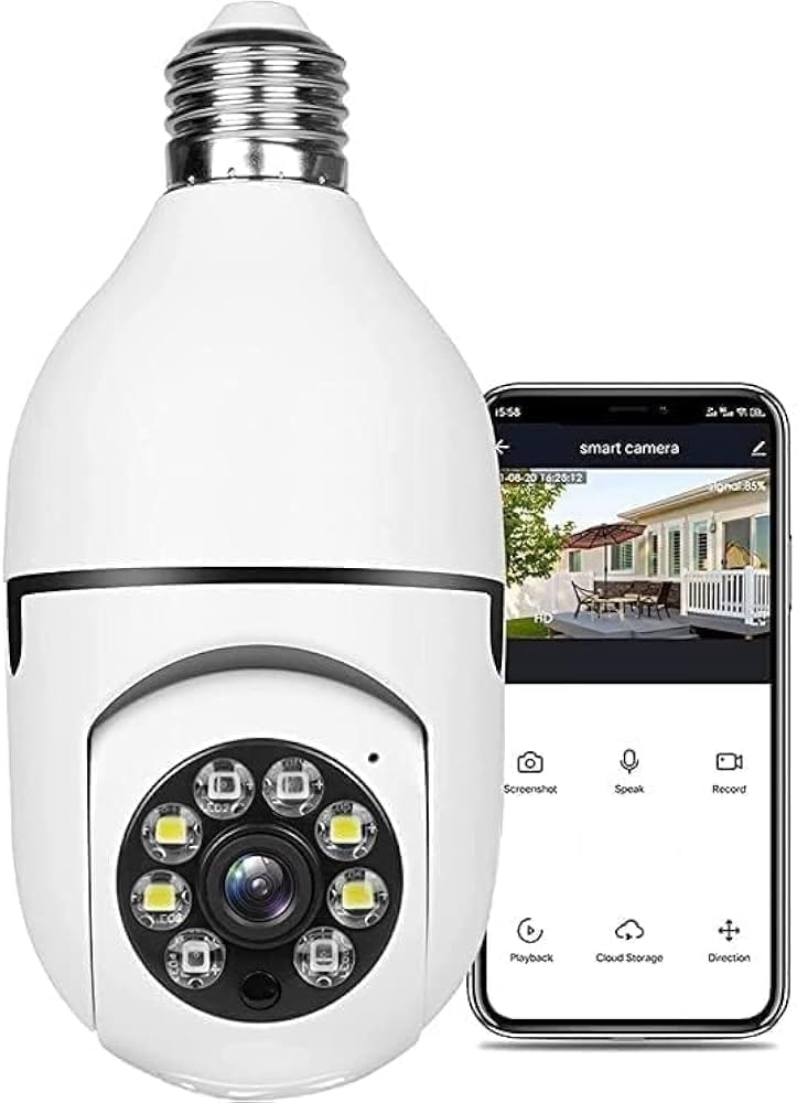 TECNOLOGIA 1080p Wi-Fi Bulb Camera | 360° Wireless Smart Home Security with Motion Sensor & LED Light