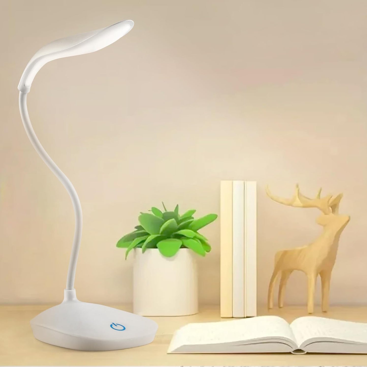 TECNOLOGIA Rechargeable Battery Operated Desk Lamp – 3 Level Brightness Study Table Lamp for Students, Office Table | Gooseneck Reading Light for Work from Home