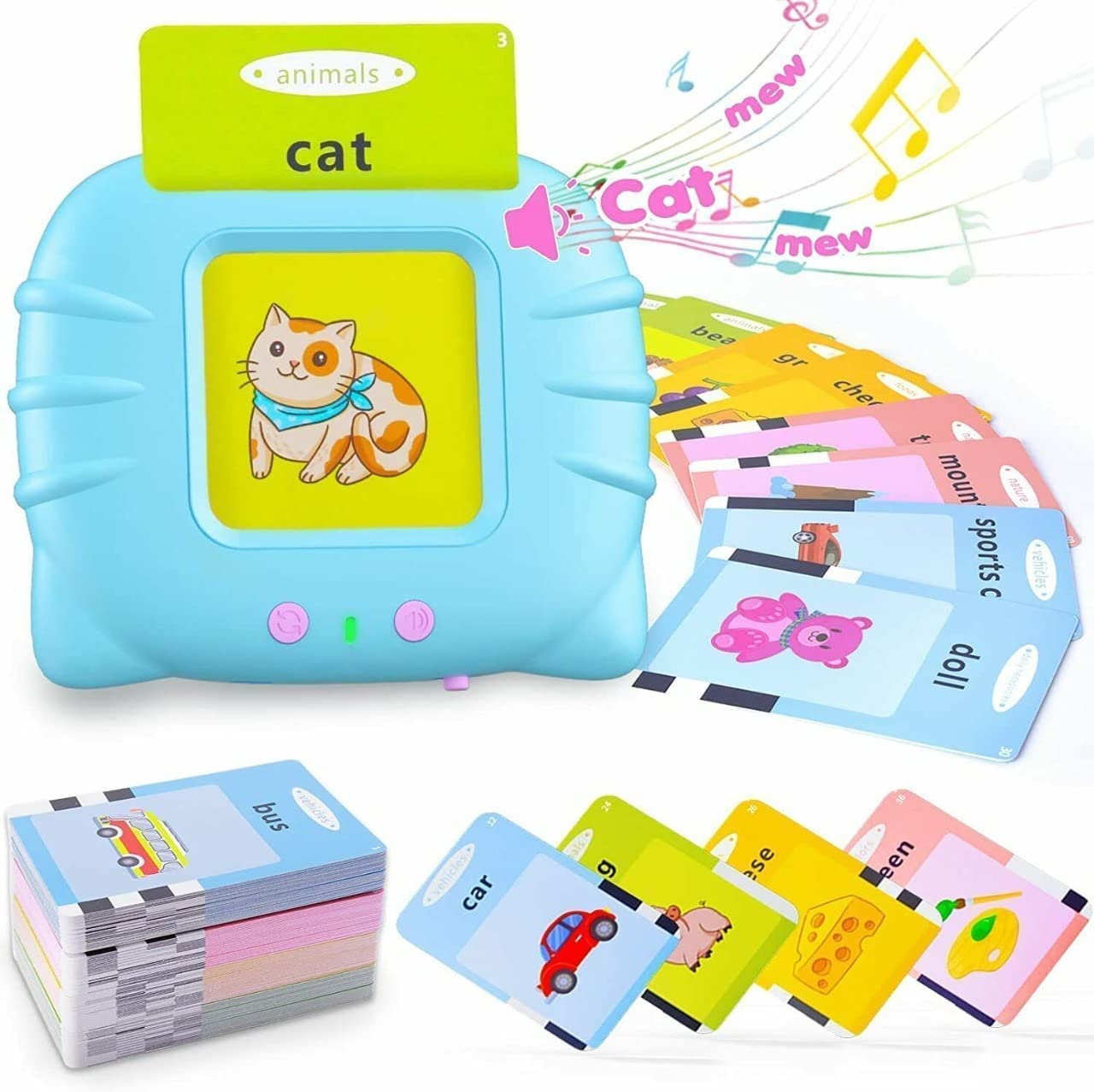 TECNOLOGIA Talking Flash Cards for Kids 2-5 Years | Rechargeable Educational Learning Toy for Toddlers | Cognitive Language Skills Builder | Sound Flashcard Device