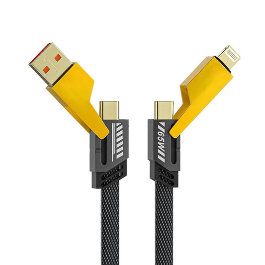 TECNOLOGIA 65W 4-in-1 Fast Charging Cable | USB-C, USB-A, iPhone & Type-C Multi Cable