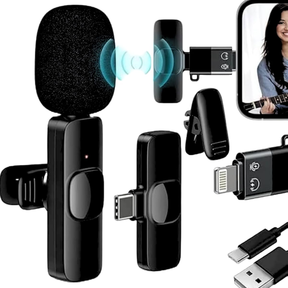 TECNOLOGIA 2-in-1 K8 Wireless Microphone | Ultra-Low Latency, Noise Reduction | Compatible with iPhone & Android