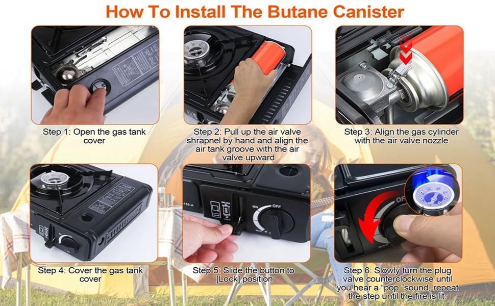 TECNOLOGIA Portable Gas Stove for Travel with Carrying Case| Dual Fuel Camping Stove for LPG & Butane Cylinder| Compact Cooking Stove for Indoor, Outdoor Camping, Hiking & Emergency Use