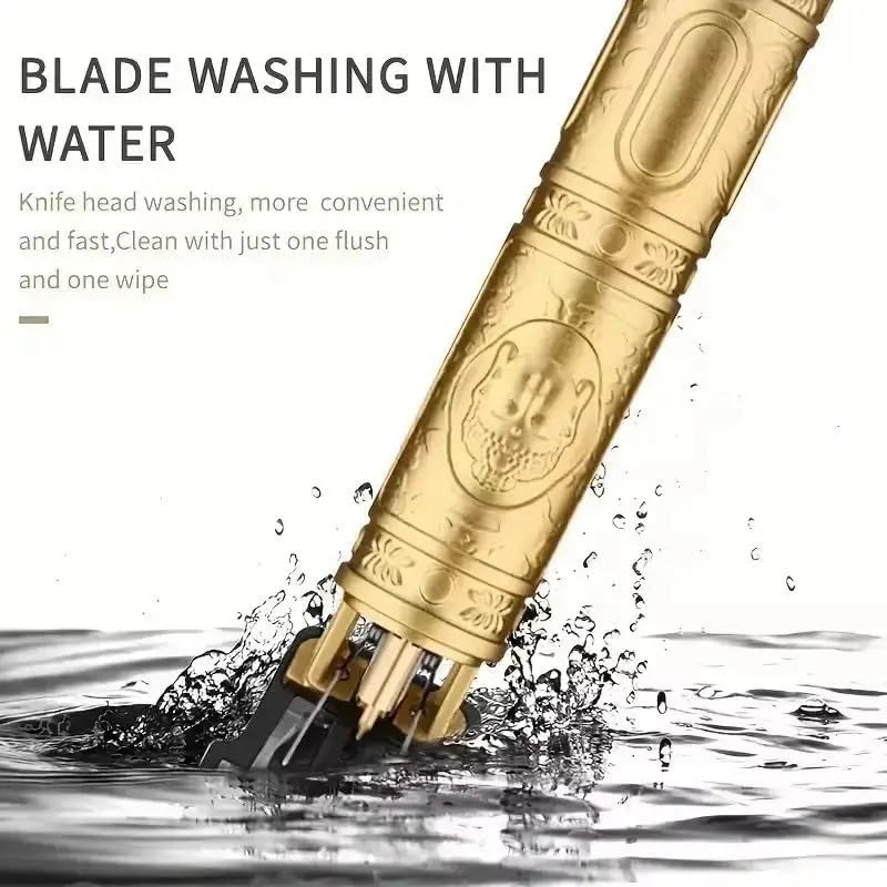 TECNOLOGIA Professional Cordless Buddha-Style Hair Clipper | Rechargeable T-Blade Trimmer with 4 Guide Combs (Gold)