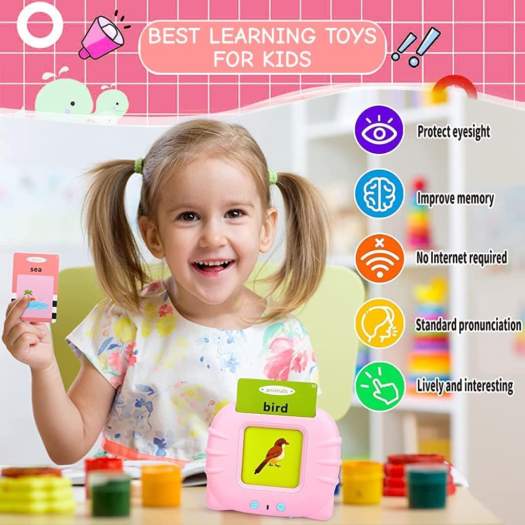 TECNOLOGIA Talking Flash Cards for Kids 2-5 Years | Rechargeable Educational Learning Toy for Toddlers | Cognitive Language Skills Builder | Sound Flashcard Device