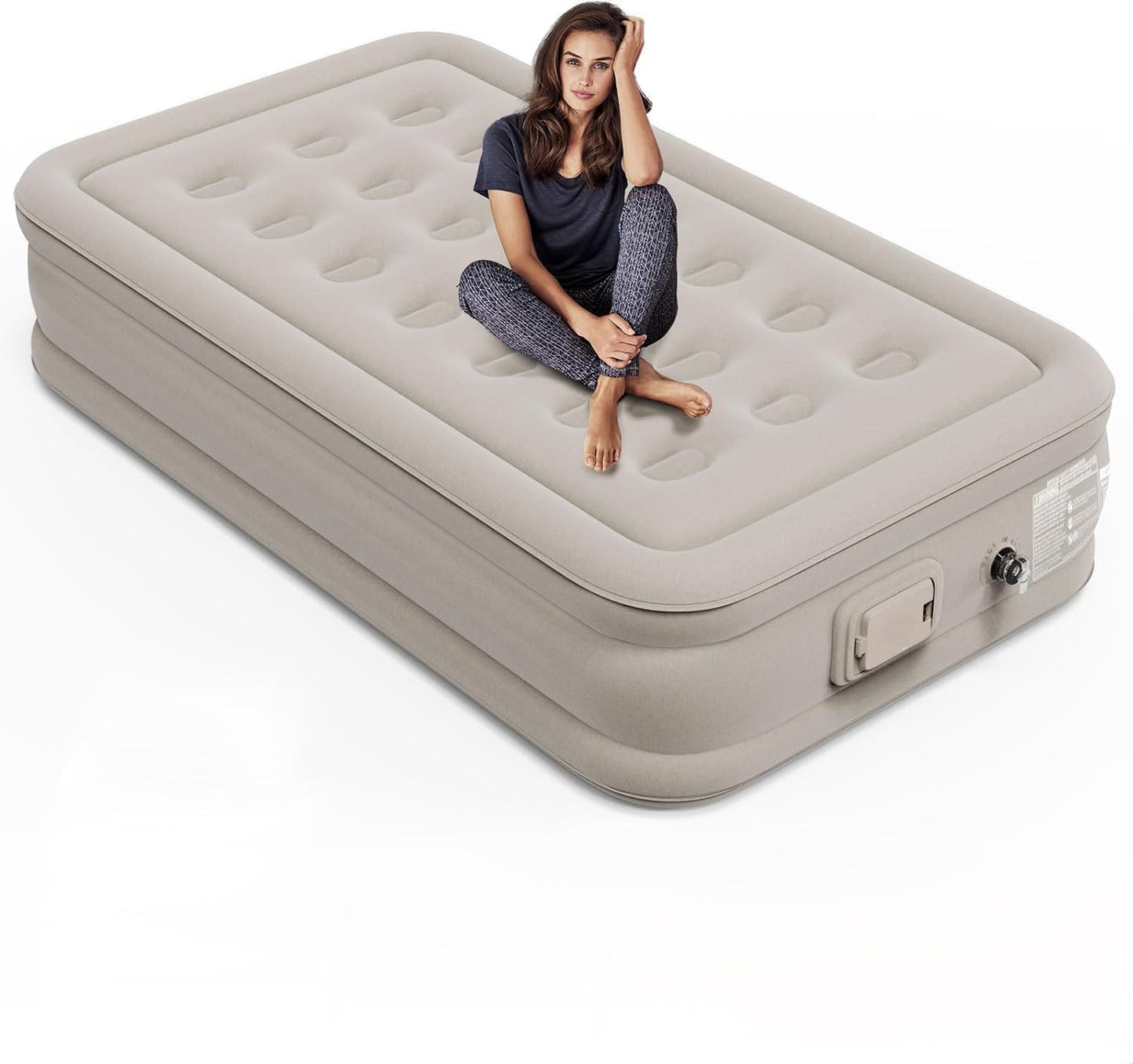 TECNOLOGIA Single Air Bed | Inflatable Mattress with Electric Pump | Quick Self-Inflation & Deflation | Durable Camping & Home Air Bed