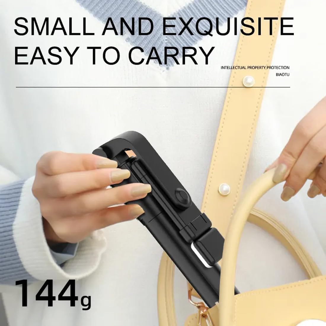 TECNOLOGIA R1S Extendable Selfie Stick with Bluetooth Remote, Tripod & Rechargeable LED Light (70cm)