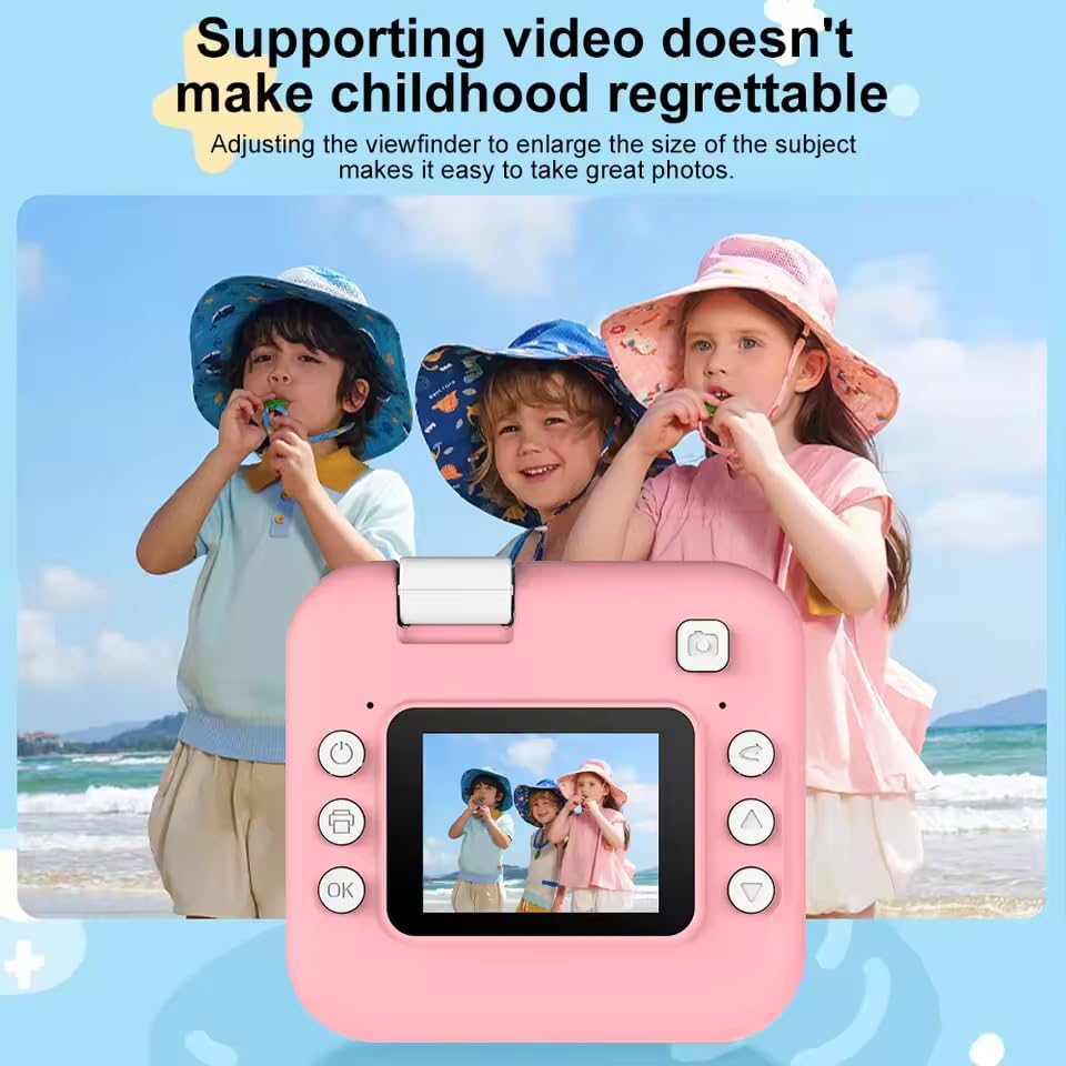 TECNOLOGIA Mini Camera Printer | Inkless Bluetooth HD Photo Printer for Android & iOS | Instant Click & Print