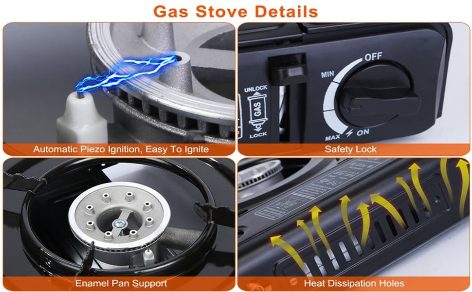 TECNOLOGIA Portable Gas Stove for Travel with Carrying Case| Dual Fuel Camping Stove for LPG & Butane Cylinder| Compact Cooking Stove for Indoor, Outdoor Camping, Hiking & Emergency Use