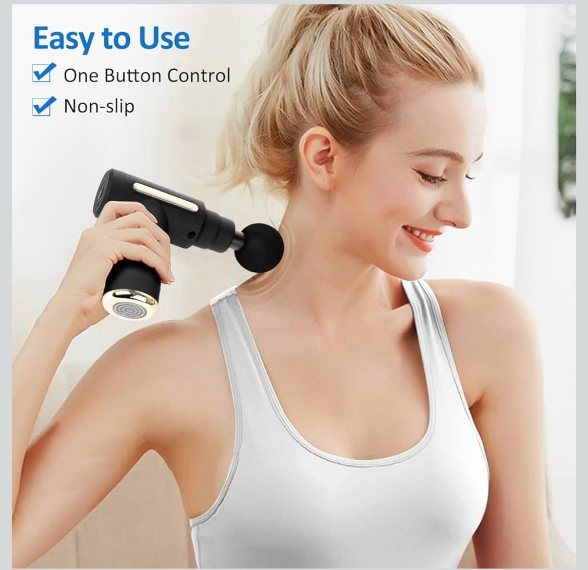 TECNOLOGIA Deep Tissue Massage Gun | Handheld Electric Massager with 6 Heads, Adjustable Speeds & LCD Display
