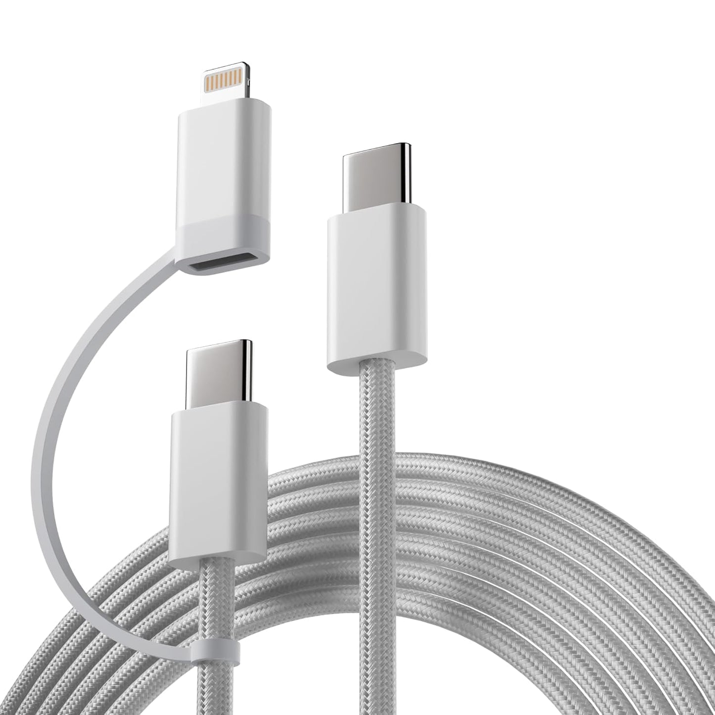 TECNOLOGIA 60W 2-in-1 USB-C to iPhone & Type-C Charging Cable | MFi Certified | Fast PD Charging
