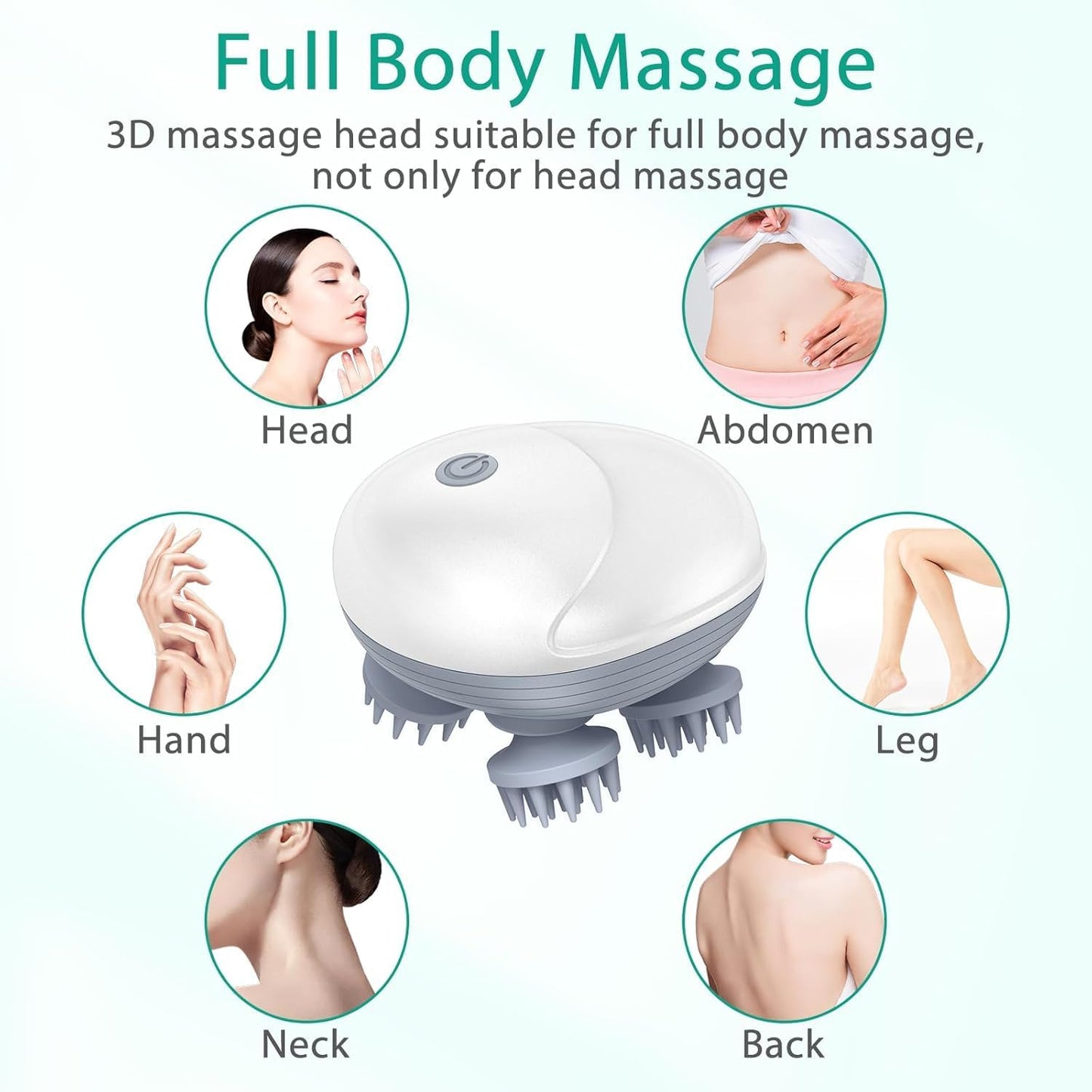 TECNOLOGIA Electric Scalp Massager for Hair Growth | Red Light Therapy, 3-Speed Head Massager, IPX6 Waterproof & USB Rechargeable