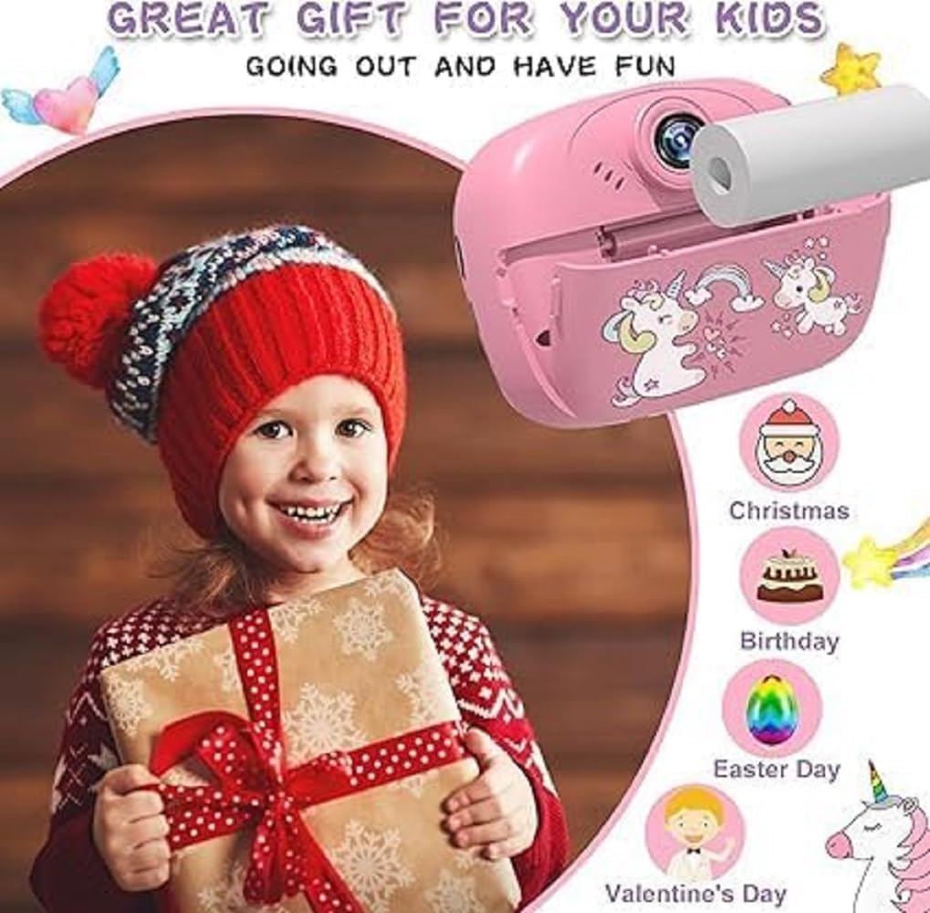TECNOLOGIA Instant Print Camera for Kids | Dual Selfie 48MP Digital Camera with 1080P Video & App Control