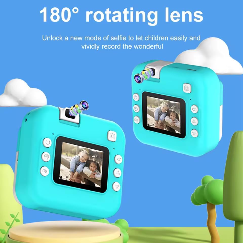 TECNOLOGIA Mini Camera Printer | Inkless Bluetooth HD Photo Printer for Android & iOS | Instant Click & Print