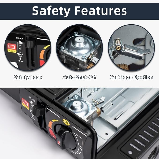 TECNOLOGIA Portable Gas Stove for Travel with Carrying Case| Dual Fuel Camping Stove for LPG & Butane Cylinder| Compact Cooking Stove for Indoor, Outdoor Camping, Hiking & Emergency Use