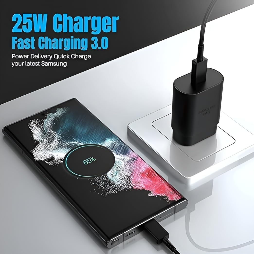 TECNOLOGIA 25W Charger USB Type C Adapter for Samsung Galaxy Z Fold 5/4/3, Z Flip5/4/3, S24/S24+/S24 Ultra, S23/S23+/S23 Ultra/S23 FE S/A/M/F Series with PD 3.0 Fast Charging Adaptor
