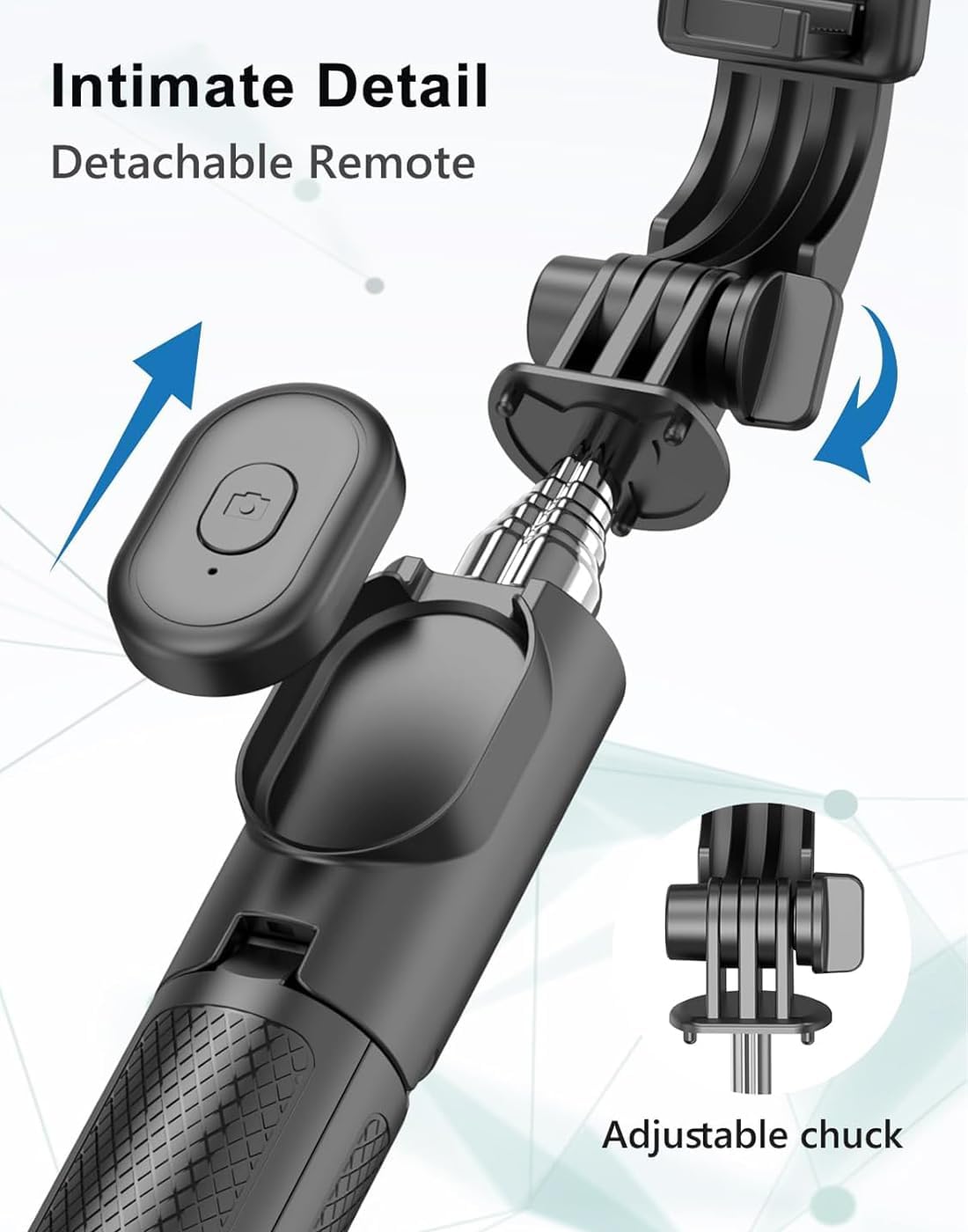 TECNOLOGIA R1S Extendable Selfie Stick with Bluetooth Remote, Tripod & Rechargeable LED Light (70cm)