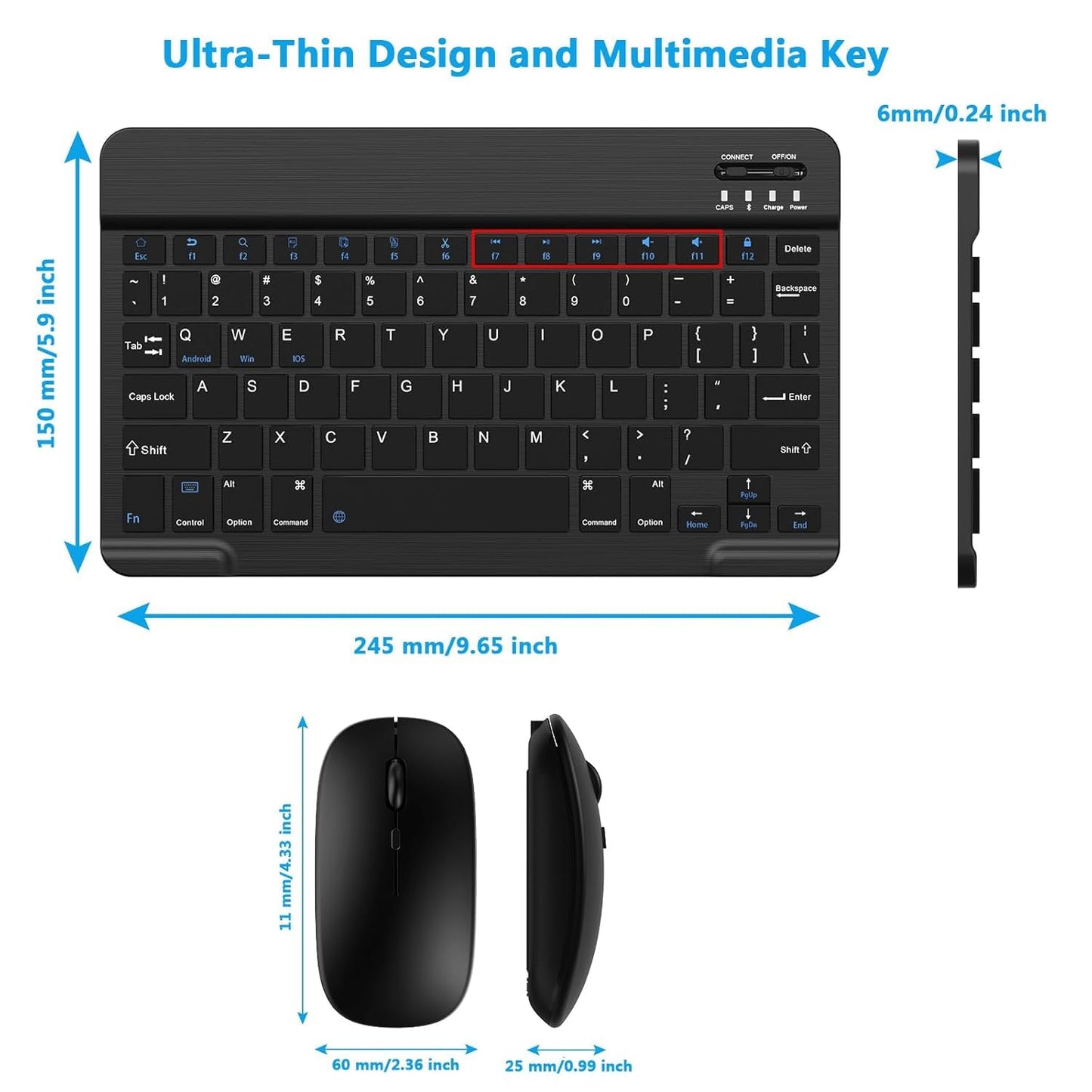 TECNOLOGIA Wireless Keyboard & Mouse Combo | 2.4GHz Quiet, Ultra-Thin Full-Size Keyboard for Laptop/PC/Mac (Black)