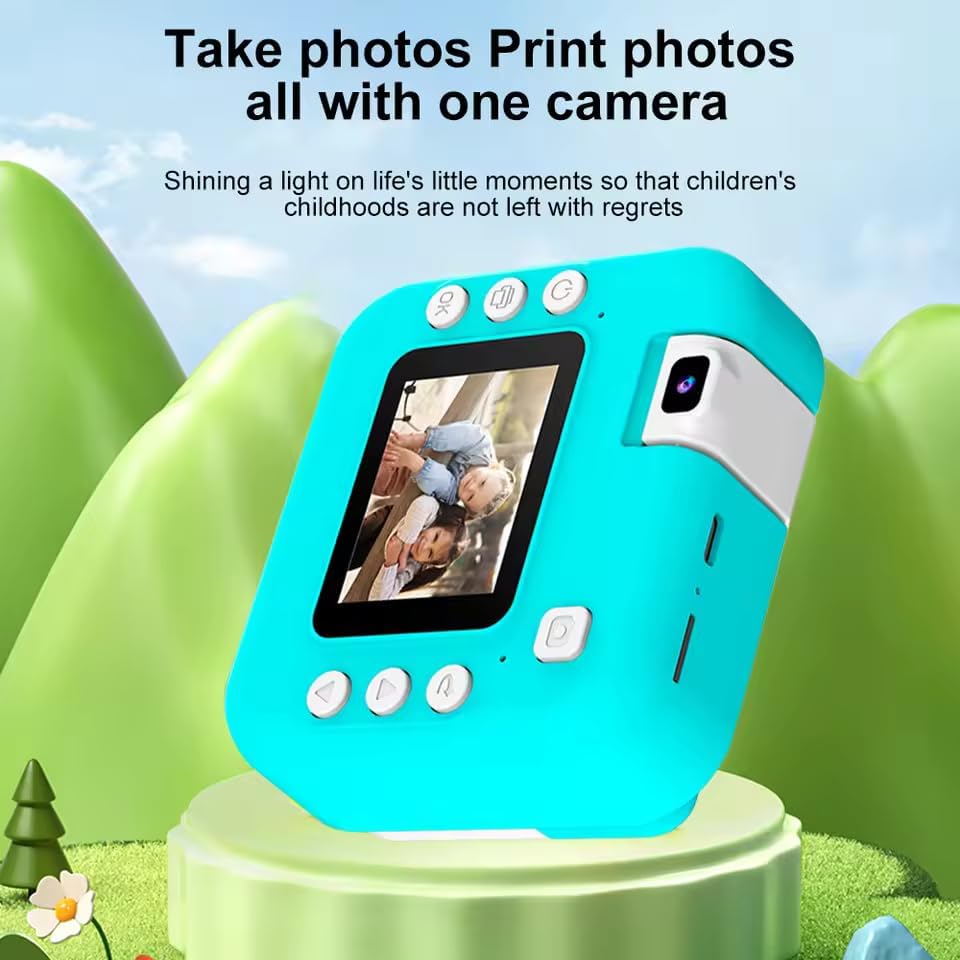 TECNOLOGIA Mini Camera Printer | Inkless Bluetooth HD Photo Printer for Android & iOS | Instant Click & Print