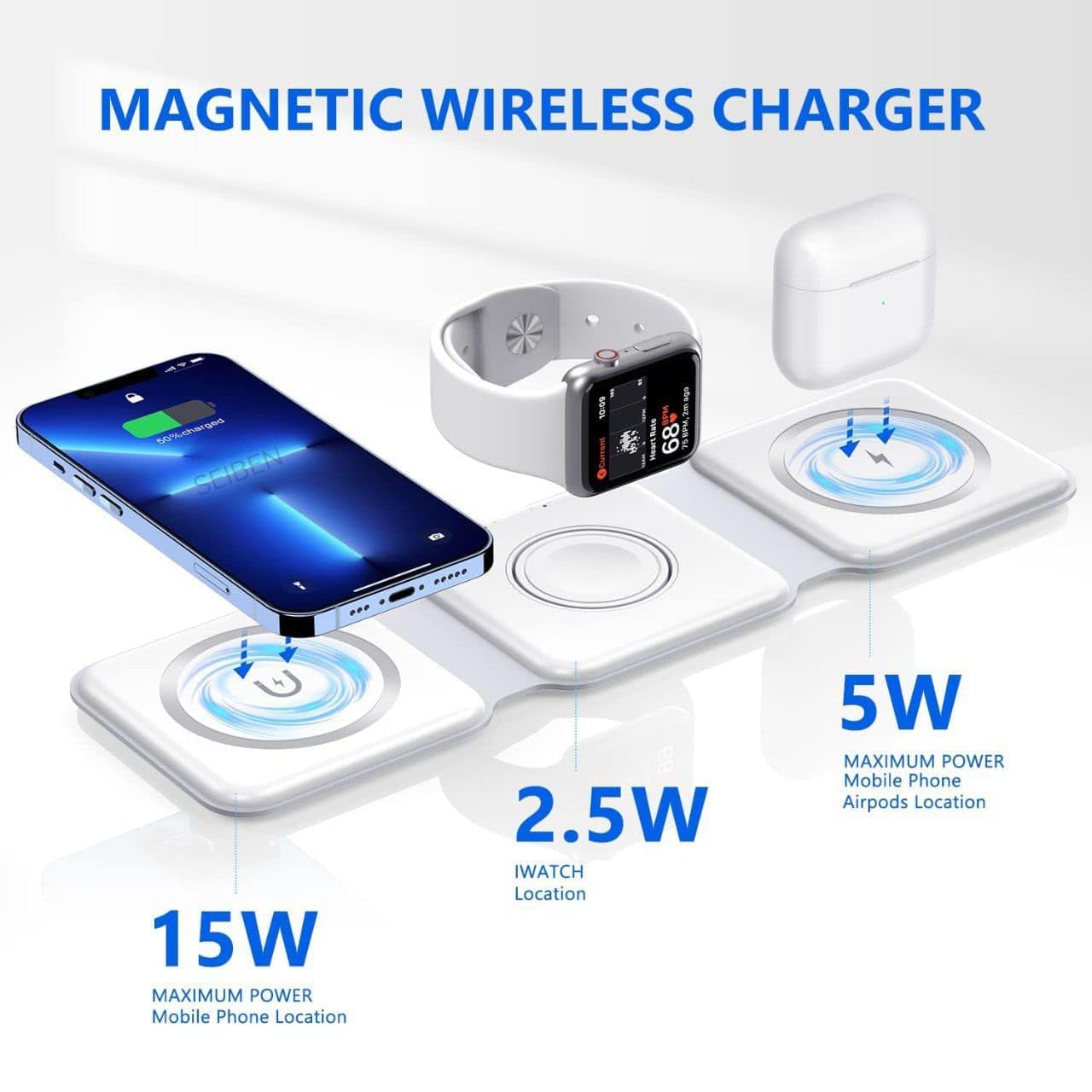 Apple 3-in-1 Magnetic Wireless Charging Station for iPhone, Apple Watch, AirPods