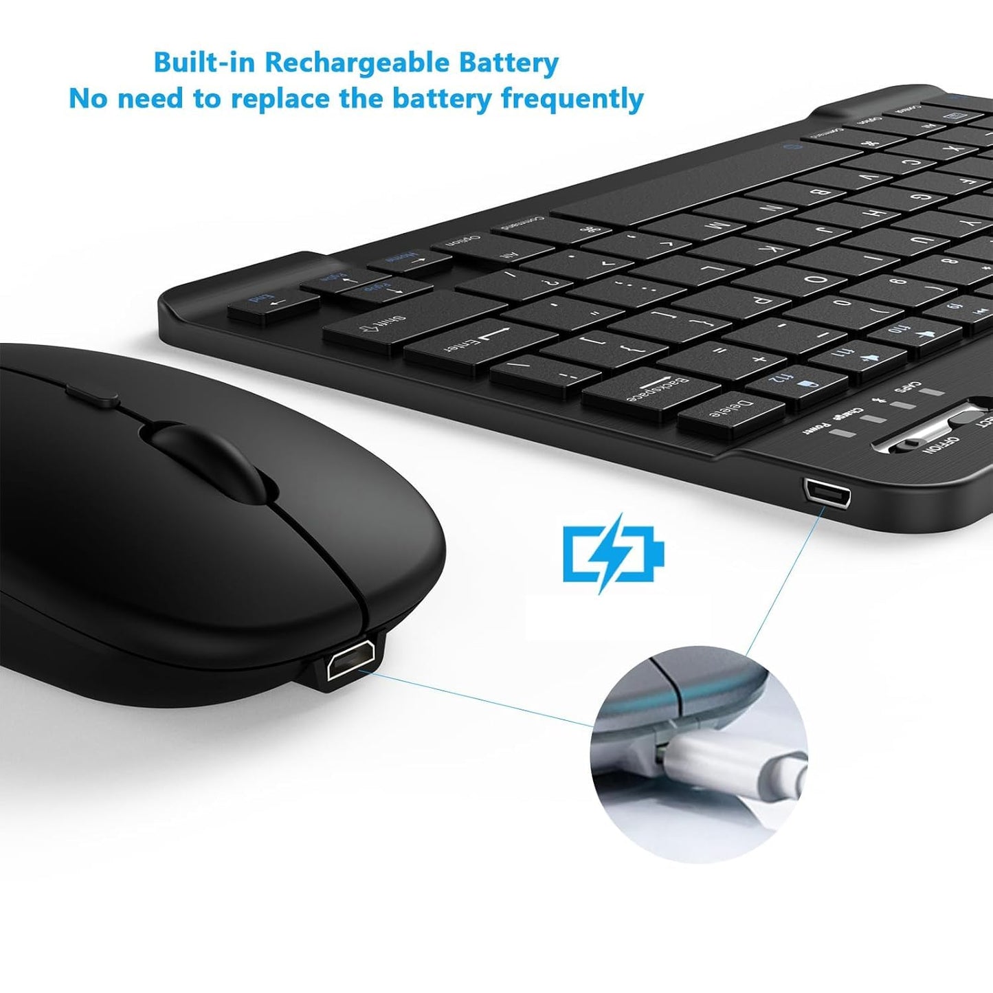 TECNOLOGIA Wireless Keyboard & Mouse Combo | 2.4GHz Quiet, Ultra-Thin Full-Size Keyboard for Laptop/PC/Mac (Black)