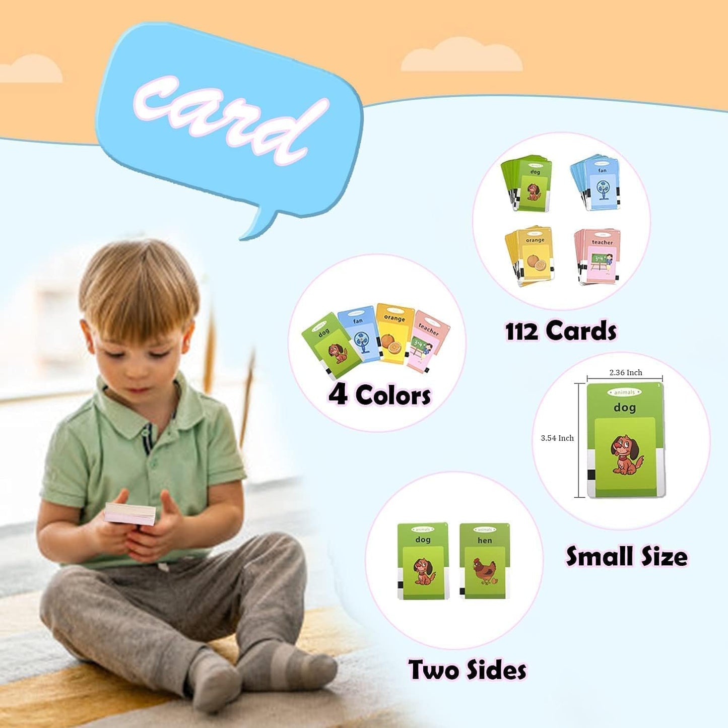 TECNOLOGIA Talking Flash Cards for Kids 2-5 Years | Rechargeable Educational Learning Toy for Toddlers | Cognitive Language Skills Builder | Sound Flashcard Device