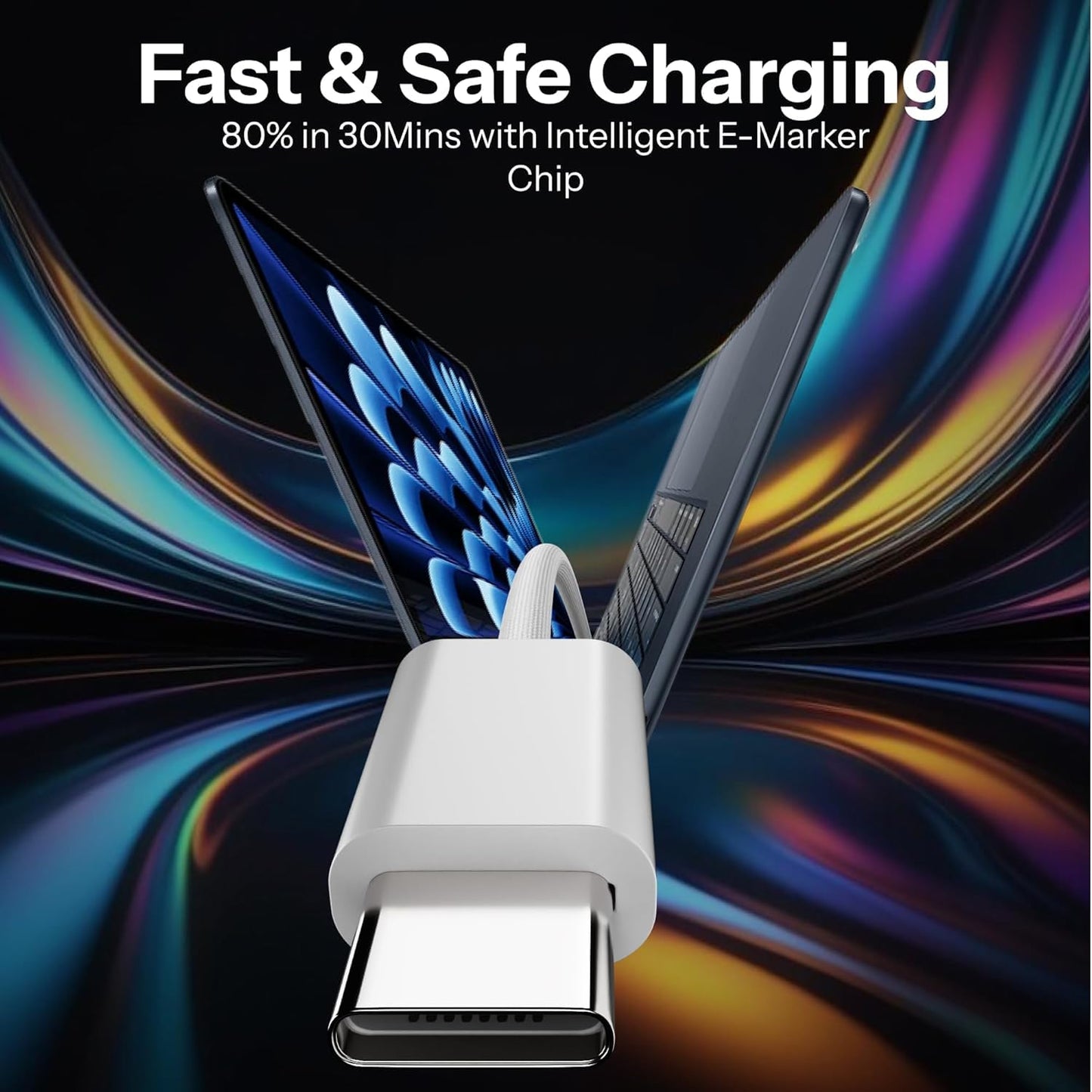 TECNOLOGIA 60W 2-in-1 USB-C to iPhone & Type-C Charging Cable | MFi Certified | Fast PD Charging