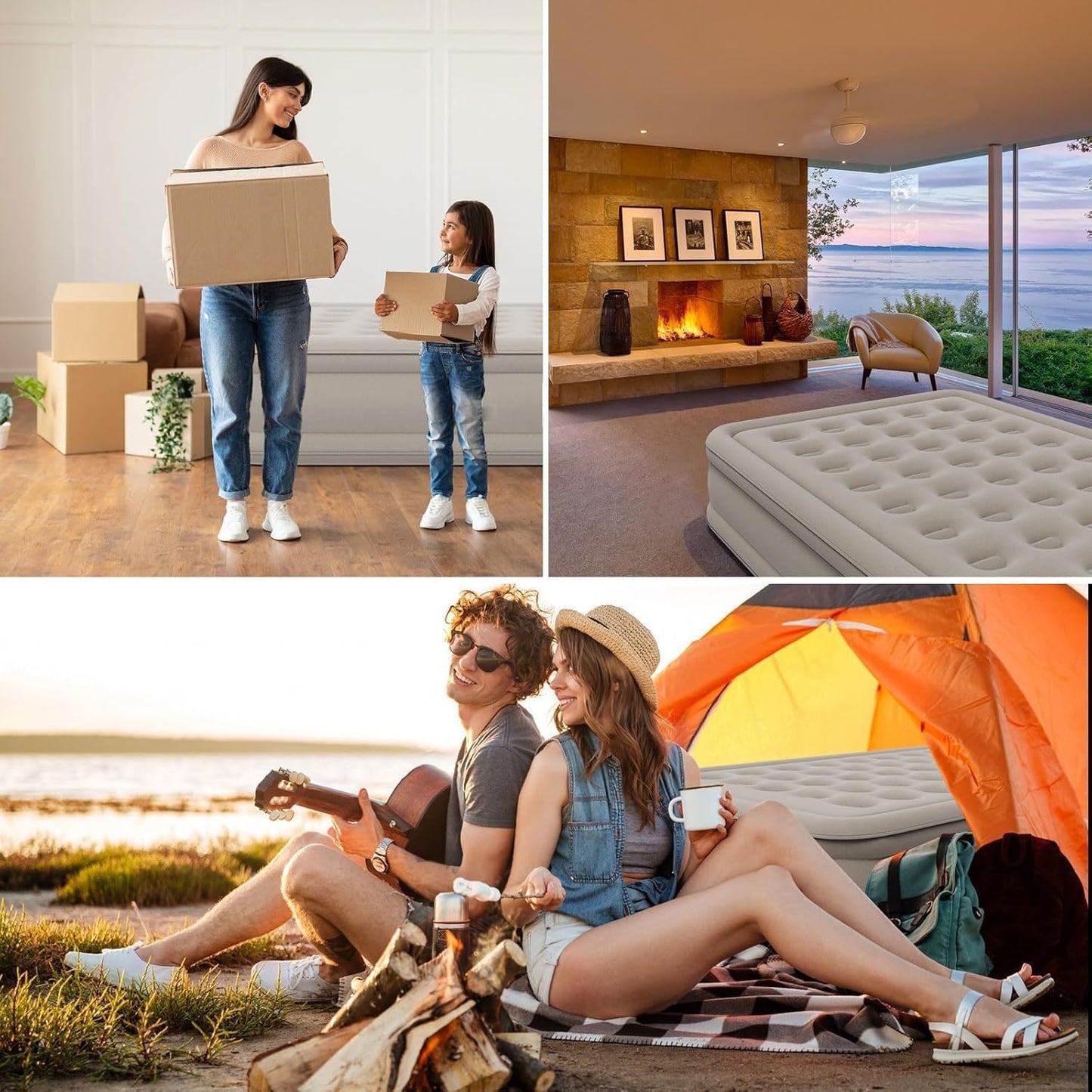 TECNOLOGIA Single Air Bed | Inflatable Mattress with Electric Pump | Quick Self-Inflation & Deflation | Durable Camping & Home Air Bed