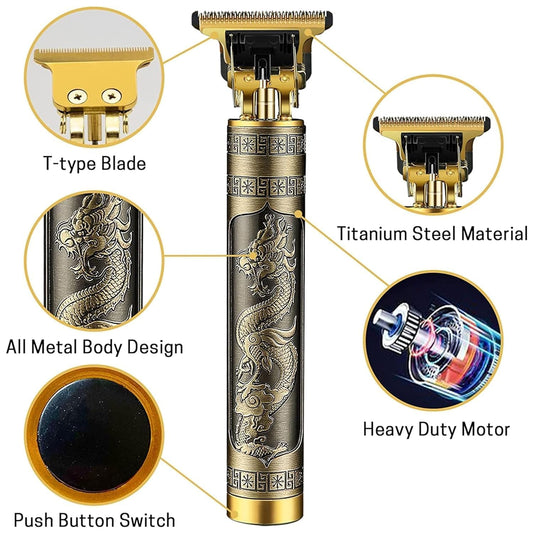 TECNOLOGIA Trimmer Men Professional Cordless Hair Clipper Dragon Style,Rechargeable Trimmer For Beard,Hairs,Moustache & Face,Electric T Blade Zero Gapped Shaving Machine Men's Grooming Kit