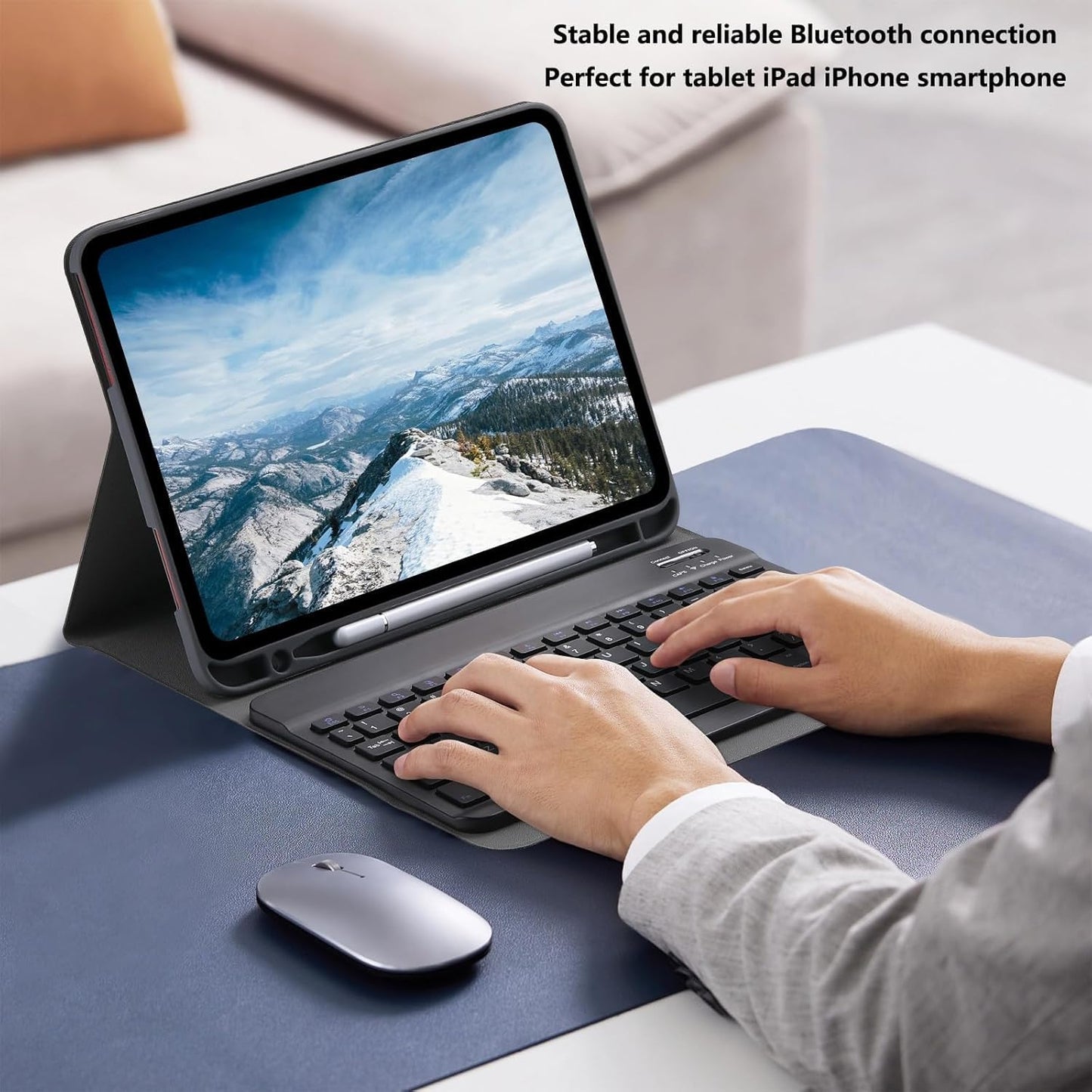 TECNOLOGIA Wireless Keyboard & Mouse Combo | 2.4GHz Quiet, Ultra-Thin Full-Size Keyboard for Laptop/PC/Mac (Black)