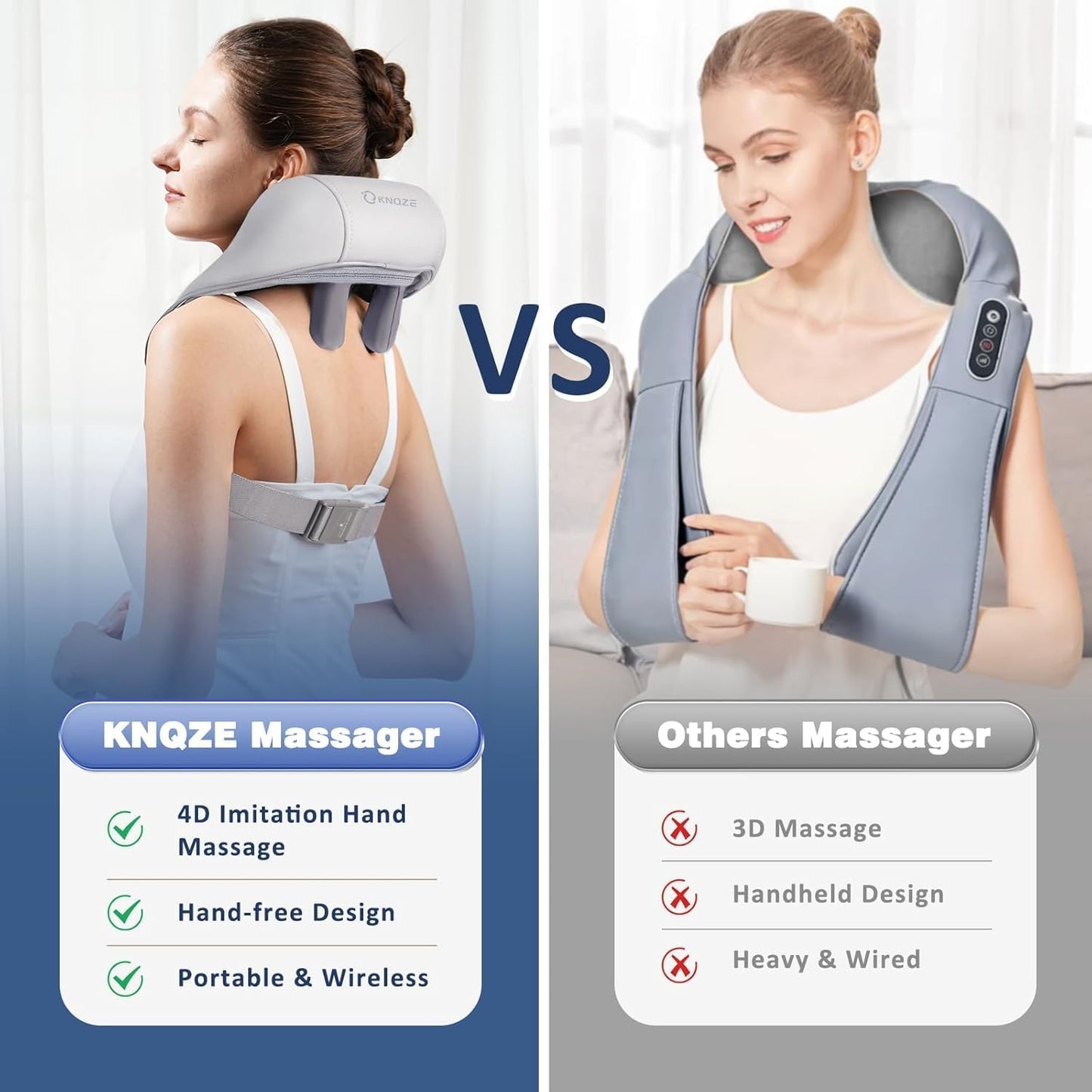 TECNOLOGIA 5D Deep Tissue Neck, Back & Shoulder Massager | Kneading Roller with Infrared Heat for Full Body Pain Relief