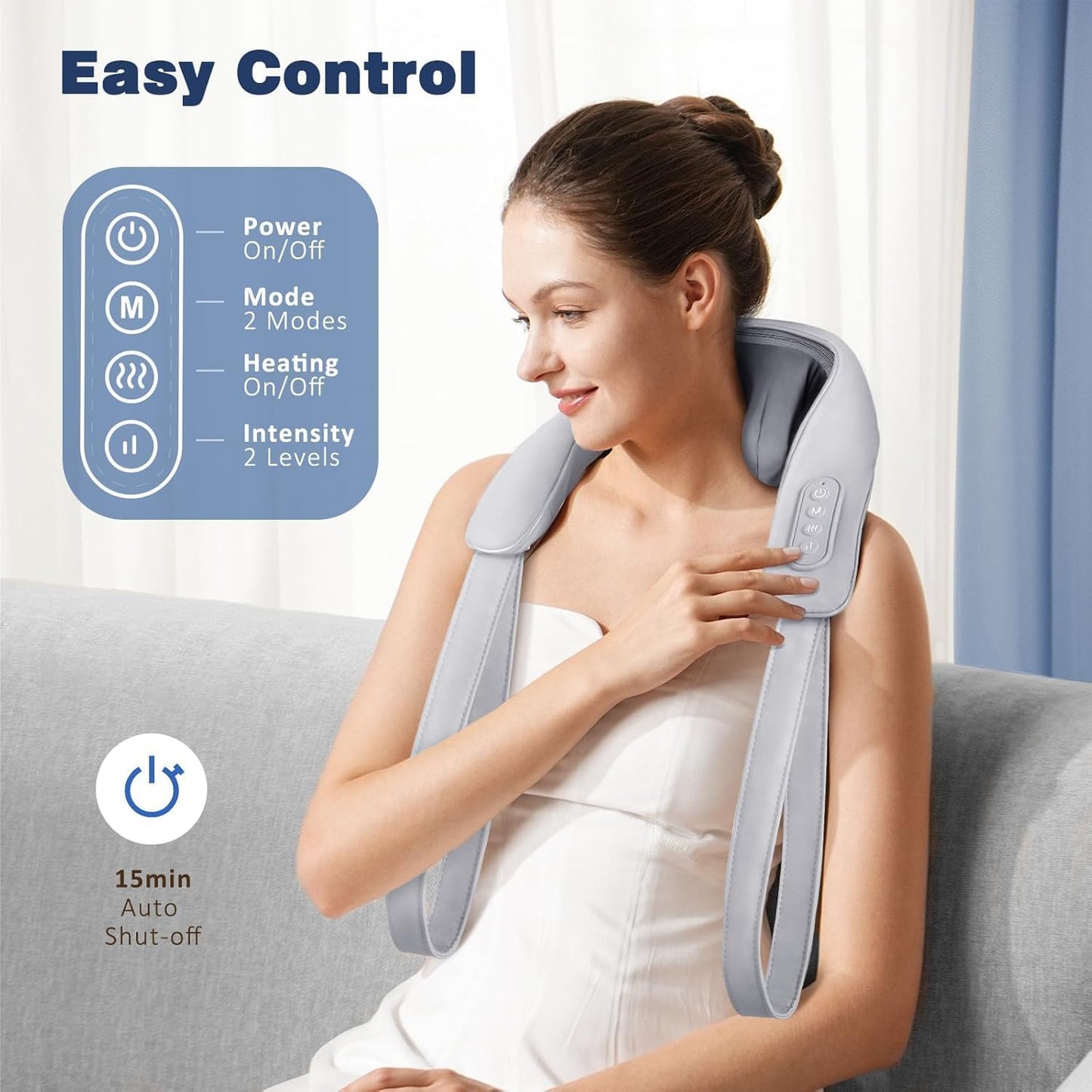 TECNOLOGIA 5D Deep Tissue Neck, Back & Shoulder Massager | Kneading Roller with Infrared Heat for Full Body Pain Relief