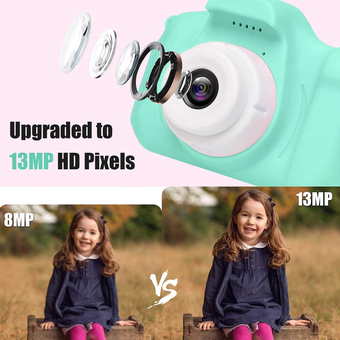TECNOLOGIA Instant Selfie Camera for Kids | 13MP HD Digital Camera with Flash & 32GB SD Card | Toy Camera for Girls & Boys (Ages 3–12)