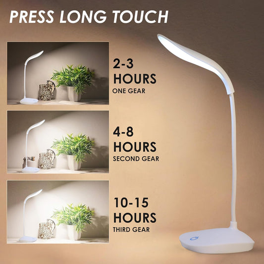 TECNOLOGIA Rechargeable Battery Operated Desk Lamp – 3 Level Brightness Study Table Lamp for Students, Office Table | Gooseneck Reading Light for Work from Home