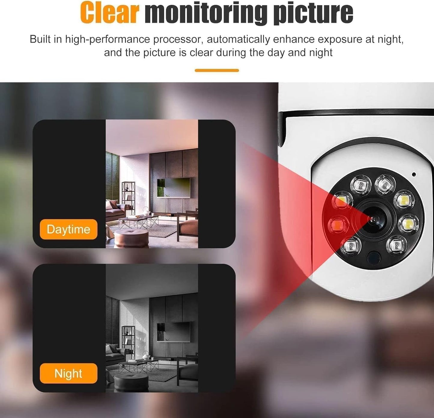 TECNOLOGIA 1080p Wi-Fi Bulb Camera | 360° Wireless Smart Home Security with Motion Sensor & LED Light