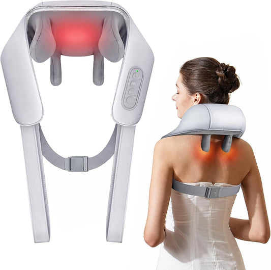 TECNOLOGIA 5D Deep Tissue Neck, Back & Shoulder Massager | Kneading Roller with Infrared Heat for Full Body Pain Relief